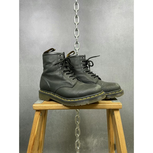 Black Leather‎ Doc Martens 1460 high top combat boots UK 6 US 7 - Picture 1 of 9